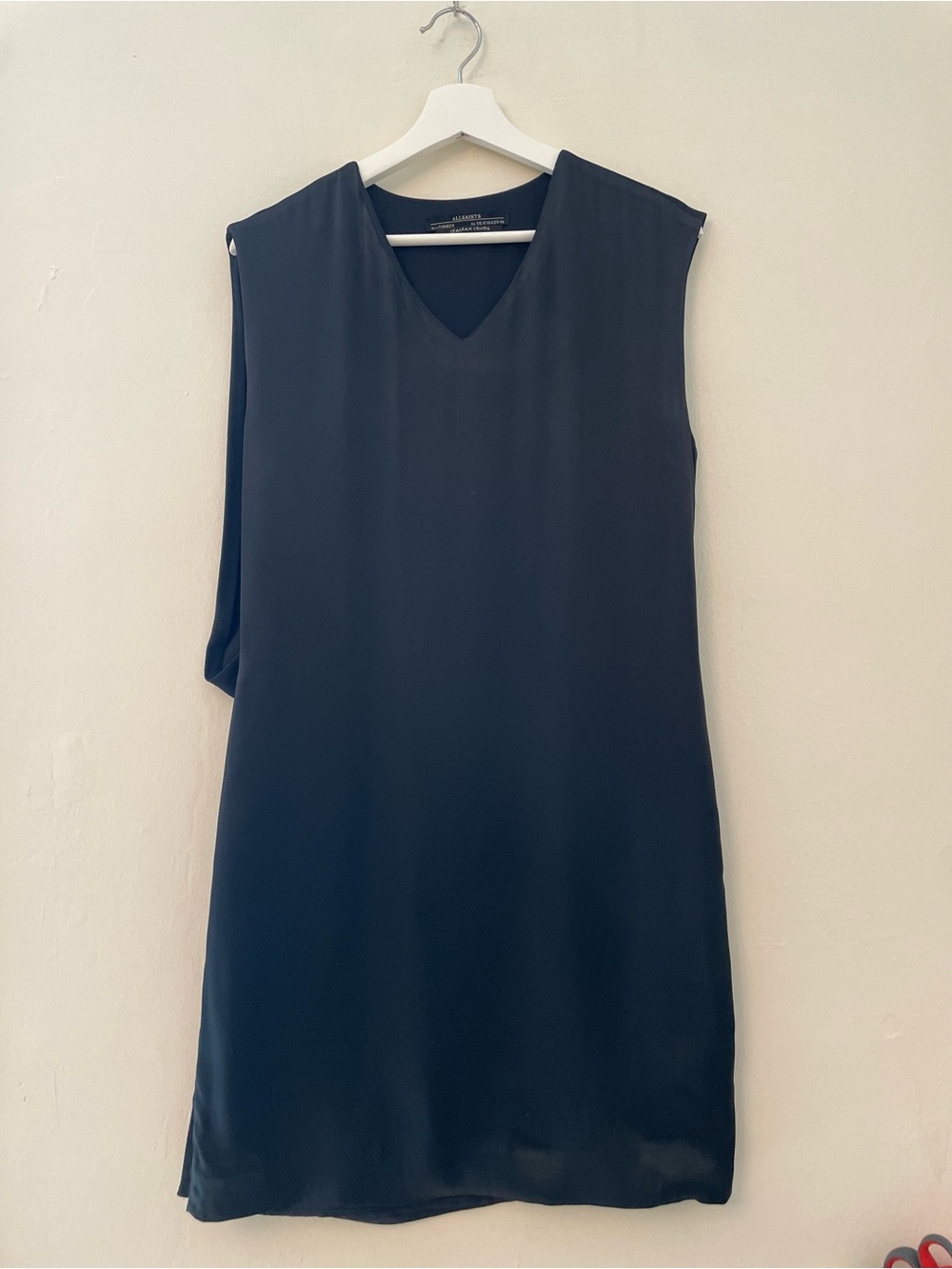 Like New! All Saints V-Neck Navy Blue Satin Dress Size 8